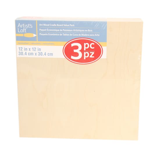 6 Packs: 3 ct. (18 total) 12" x 12" Cradled Wood Painting Panels by Artist's Loft™